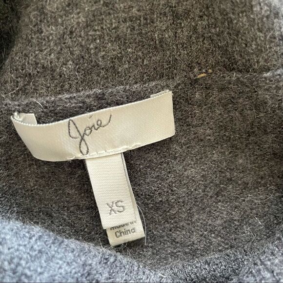 JOIE Wool Cashmere Oversized Cowl Neck Poncho Sweater Grey XS - Picture 12 of 13